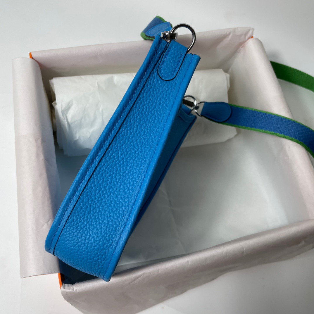 Hermes Evelyne 16 Amazone TPM Shoulder Bag In Blue Clemence Leather